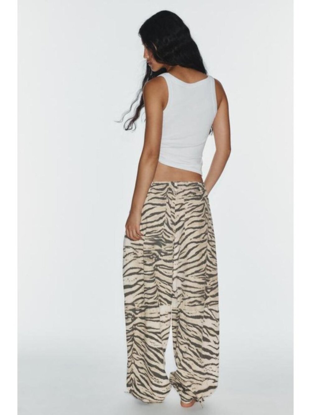 ZARA ANIMAL PRINT WIDE LEG DRAWSTRING PANTS 6929/210/035